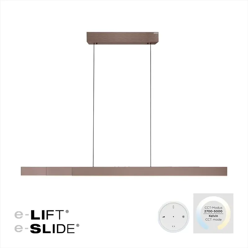 Neuhaus PURE Hanglamp e-Lift + e-Slide L 120-200 cm dark metal brown Finale Uitverkoop