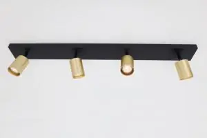 Beperkte Voorraad Strakke kantelbare 4-lichts opbouwspot CILINDRA | Zwart / Goud