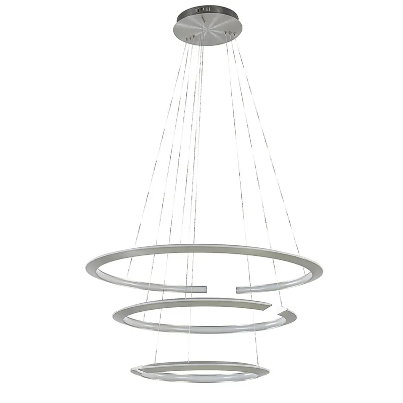 Moderne hanglamp rond met LED ringen nikkel Bestseller