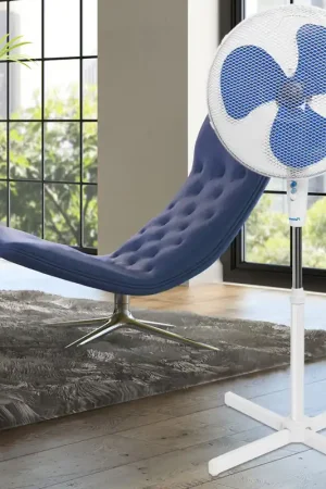Staande ventilator, oscillerend, in hoogte verstelbaar, wit, D 45 cm Direct Verzonden