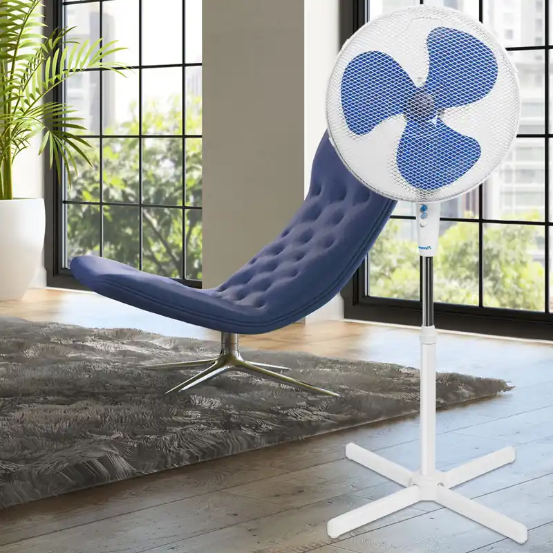 Staande ventilator, oscillerend, in hoogte verstelbaar, wit, D 45 cm Direct Verzonden