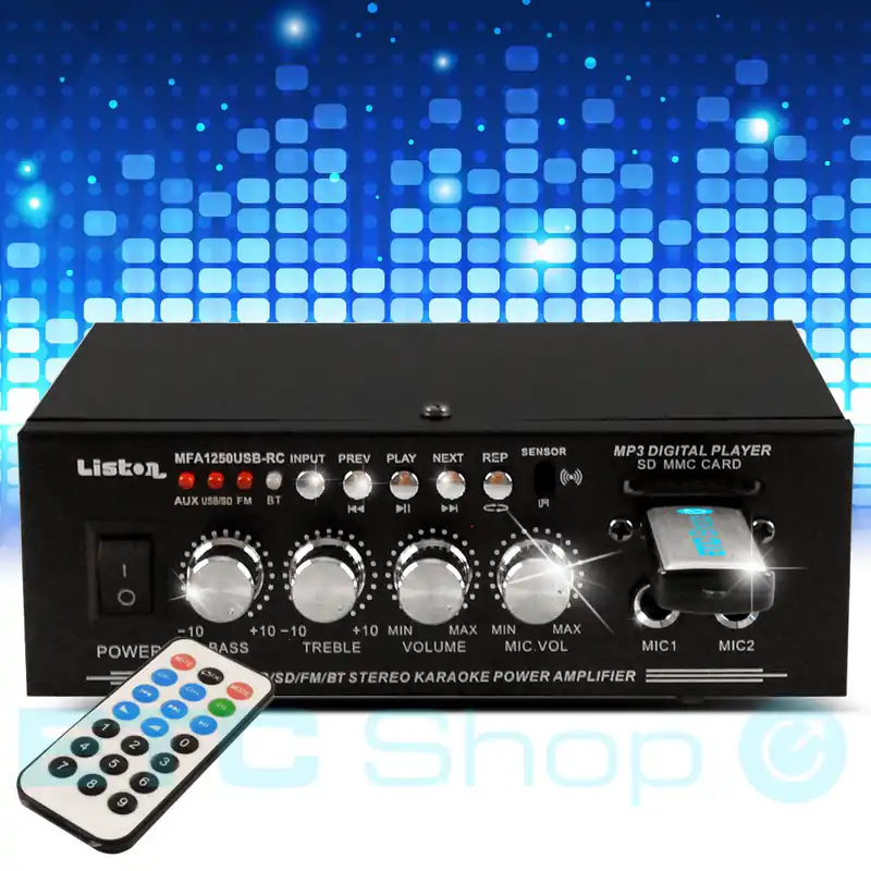 Karaoke-versterker met Bluetooth Liston MFA1250USB-RC Express Levering