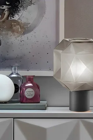 1-Licht Cubo Tafellamp met Smoke Grijze Glazen Kap Speciale Aanbieding