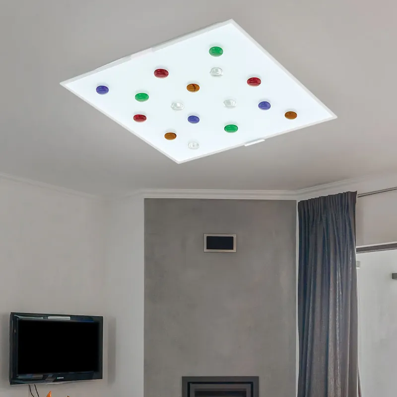 Design LED plafondlamp met gekleurde glazen stenen SANTIAGO 1 Gecertificeerd