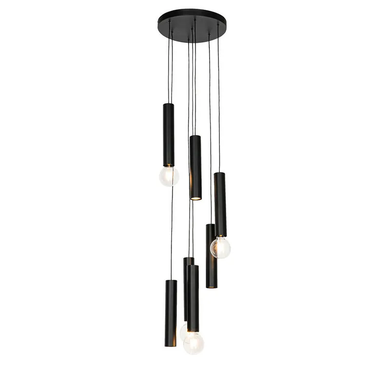 Korting Qazqa hanglamp tuba zwart e27