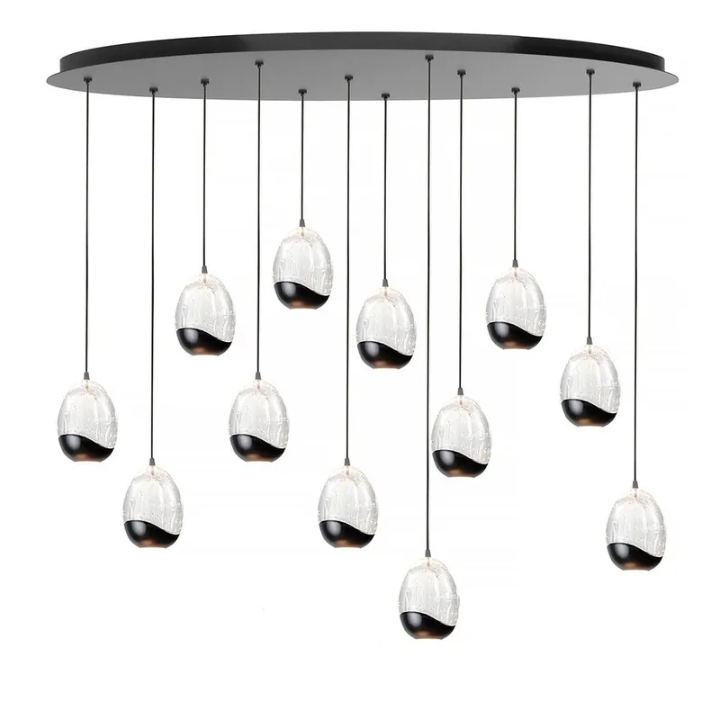Highlight Hanglamp Clear Egg ovaal 12 lichts L 140 cm helder-zwart Hete Deal