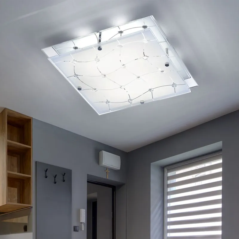 LED plafondlamp, chroom, gesatineerd glas L 32 cm Tijdelijk Beschikbaar