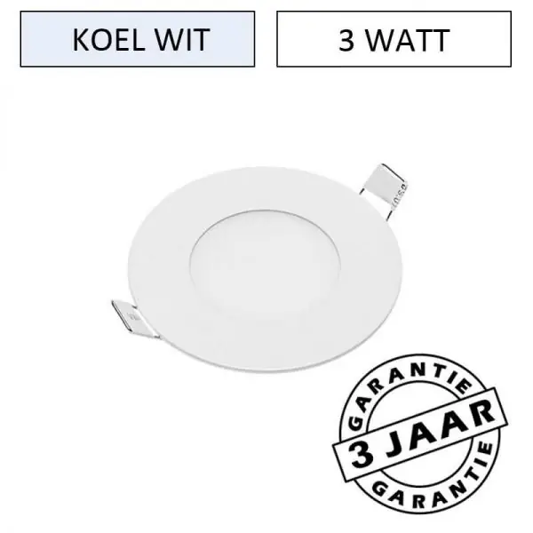 Inbouw LED paneel rond downlight 3 watt Ø 9 cm | koel wit Meest Verkocht