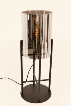 Tafellamp TRENTO Ø 22 cm | Metalen frame | Zwart/Smoke Express Levering