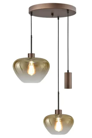 Masterlight Hanglamp Genua 2+1 lichts Ø 35 cm amber cacao Favoriet