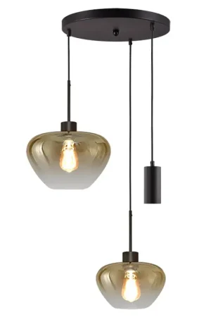 Masterlight Hanglamp Genua 2+1 lichts Ø 35 cm amber zwart Koop Vandaag