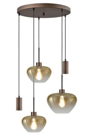 Masterlight Hanglamp Genua 3+2 lichts Ø 50 cm amber cacao Favoriet