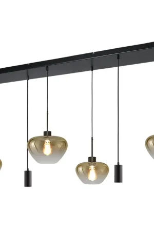 Masterlight Hanglamp Genua 4+2 lichts L 130 cm amber zwart Betaalbaar