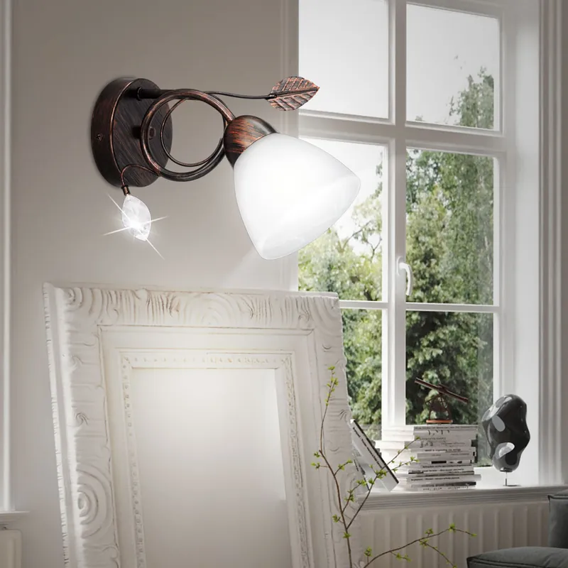 Actieprijs Wandlamp, albast glas, roestkleurig, E14, H 21,5 cm