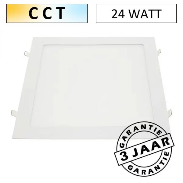Express Levering Inbouw CCT LED paneel 24 watt downlight IP44 vierkant 22 cm | Kleur instelbaar
