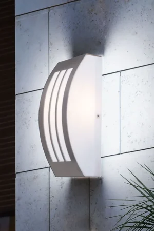 Wandlamp, zilver roestvrij staal, wit kunststof, B 25 cm Seizoensaanbieding