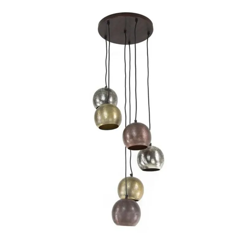Koopje Hanglamp getrapt Berns 6-lichts metal - 40x40x150 cm - Nikkel - Grijs