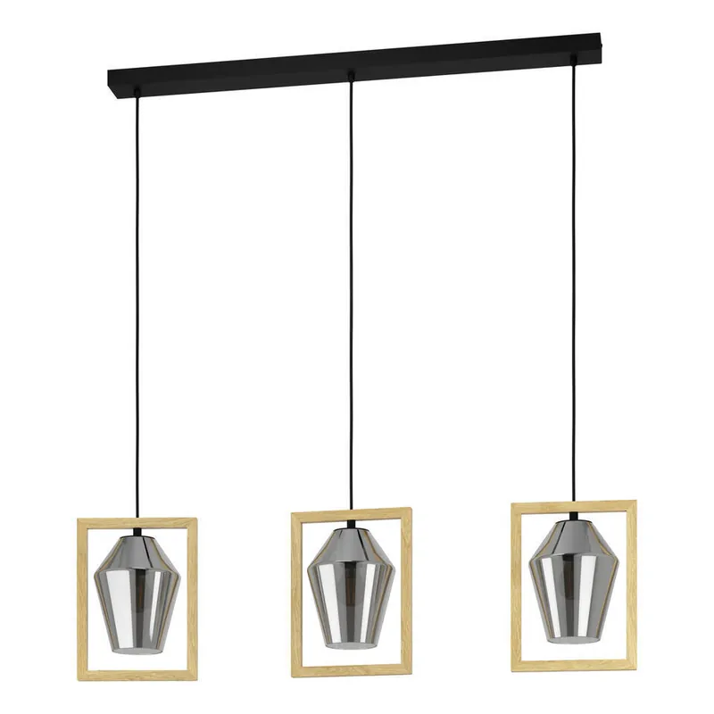 Betrouwbaar EGLO Viglioni Hanglamp - E27 - Hout/Glas - Zwart/Bruin