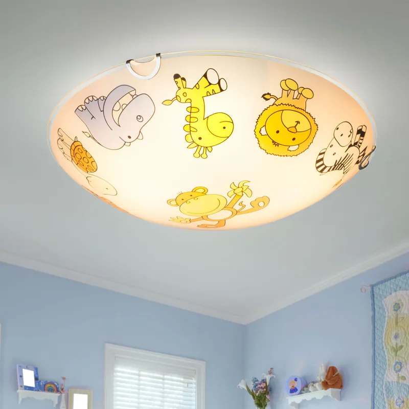 Finale Uitverkoop Plafondlamp voor kinderen, gekleurd glas, dierenmotieven D 30 cm