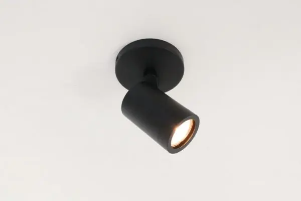 Hete Deal Stijlvolle strakke 1-lichts opbouwspot SCOOP rond | Zwart