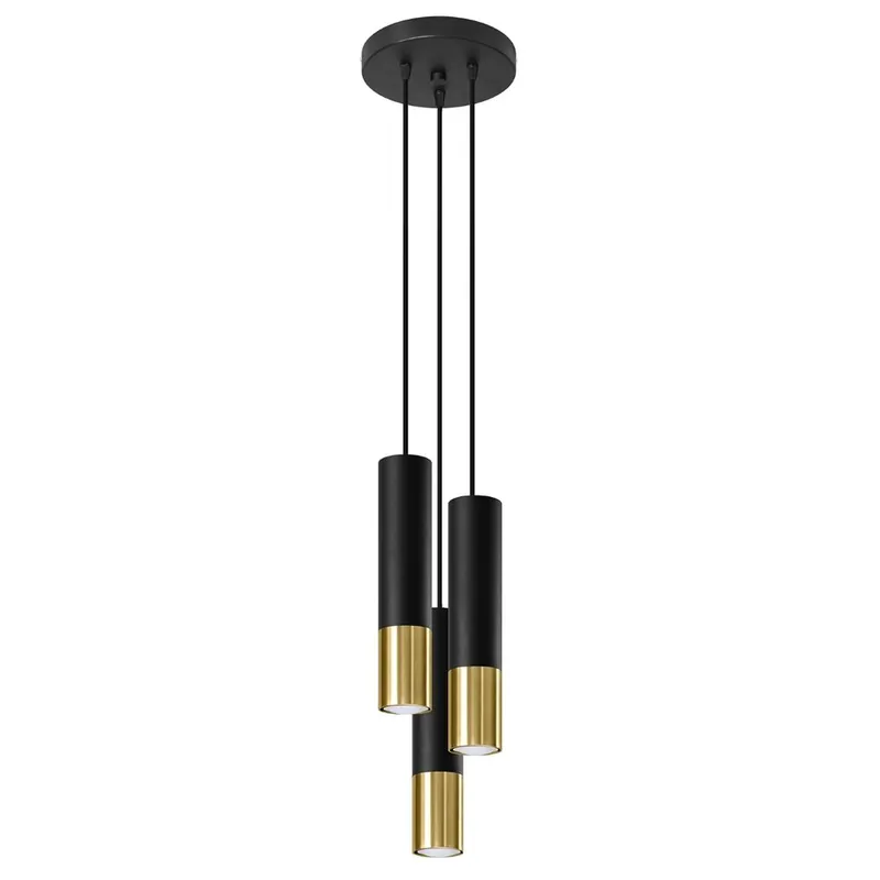 Korting Sollux Hanglamp Loopez 3 lichts Ø 20 cm zwart goud