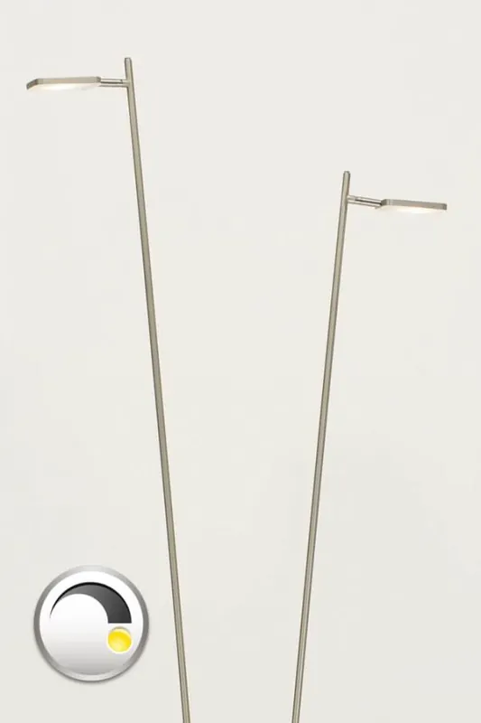 Seizoensaanbieding Strakke LED leeslamp PLATE DOUBLE met pulsdimmer | Staal