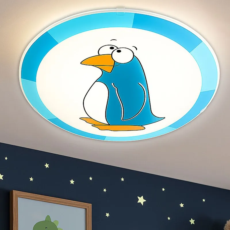 Wandlamp, pinguïn, glas, staal, blauw wit, D 25 cm, BIUBIU Shop Nu