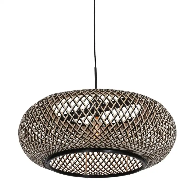 Finale Uitverkoop Anne Light & home Hanglamp Maze Ø 60 cm bamboe zwart beige