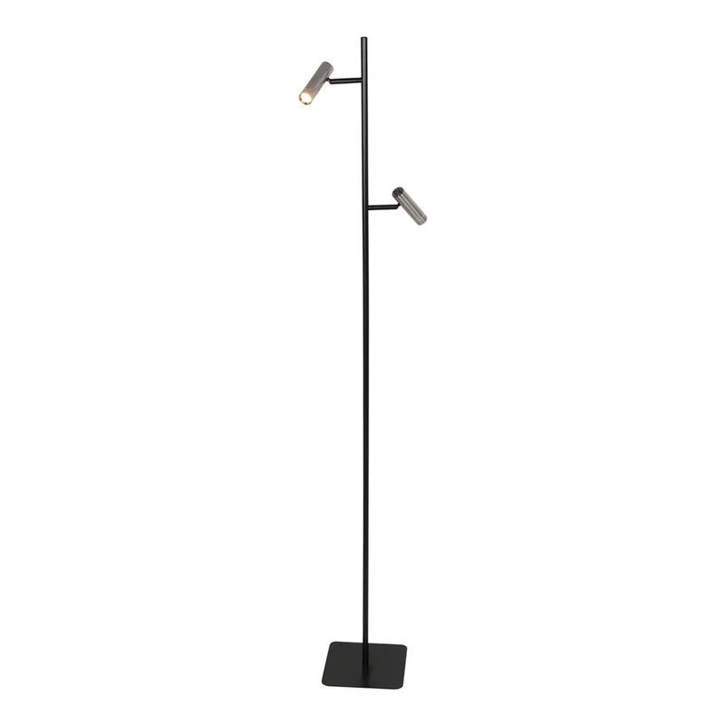 Betrouwbaar Moderne vloerlamp met 2 dimbare spots in staal