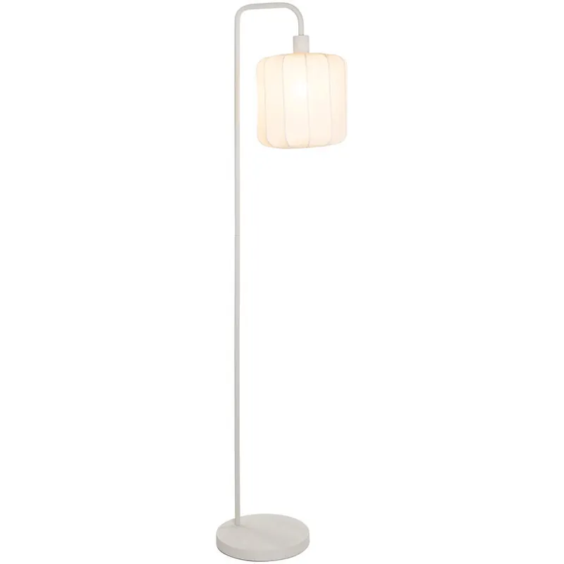 Korting Vloerlamp Fenne E27 beige metaal/stof - 160x37x25 cm