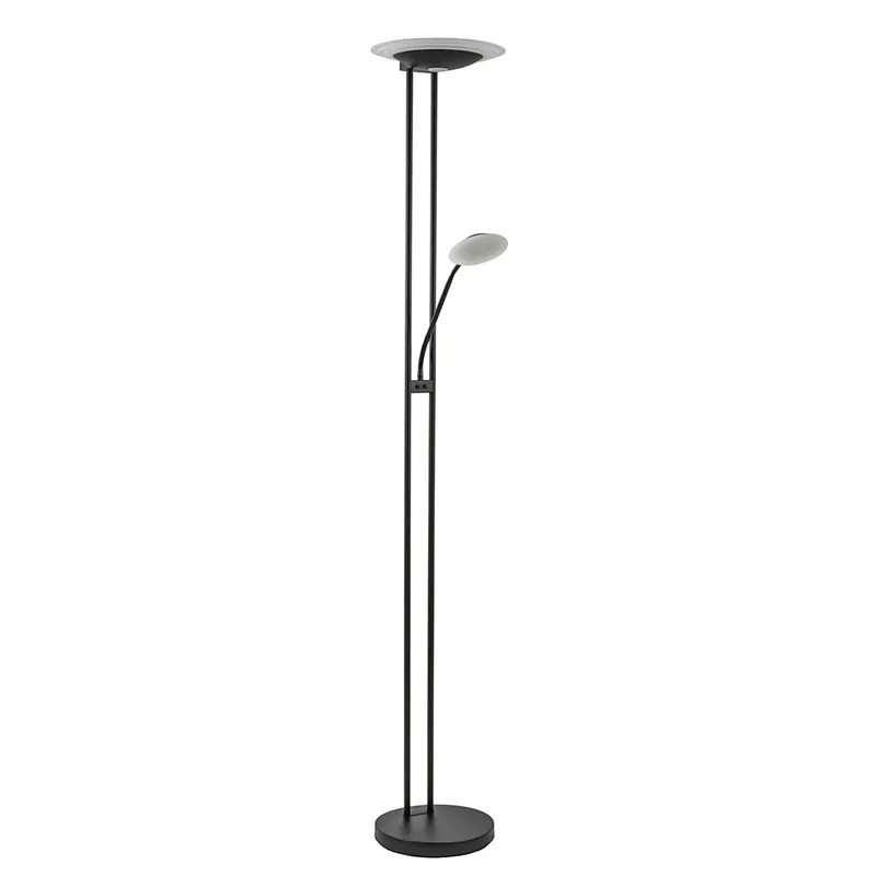 Koopje Moderne LED vloerlamp met uplighter en leeslamp mat zwart