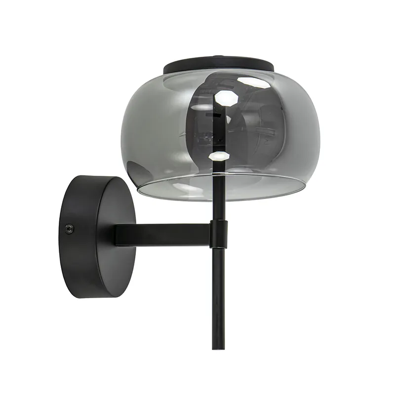 Moderne LED wandlamp zwart met smoke glas Beperkt Aanbod