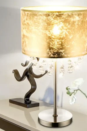 Kristallen lamp, bladgoud, mat nikkel, 1x E27 Nieuw