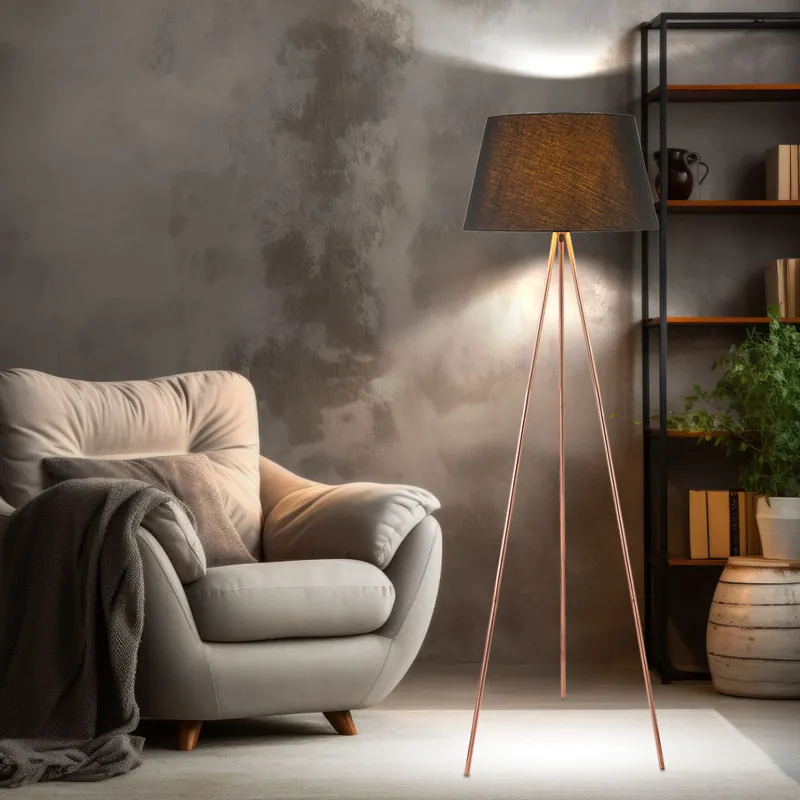 Hete Deal Staande lamp met textielen lampenkap, hoogte 154,5 cm