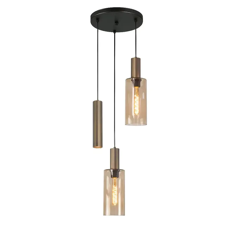Seizoensaanbieding Highlight Hanglamp Perugia 2+1 lichts Ø 40 cm zwart amber