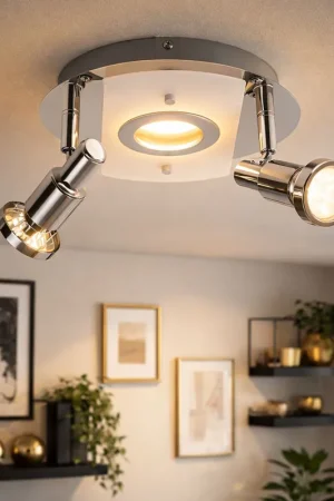 Express Levering LED plafondlamp, rond, chroom, verstelbaar, 20 cm