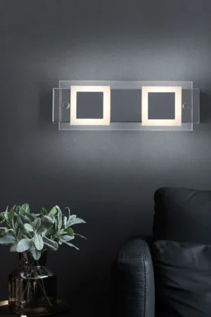 Bestel Nu LED wandlamp, gedeeltelijk gesatineerd glas, chroom, L 30 cm