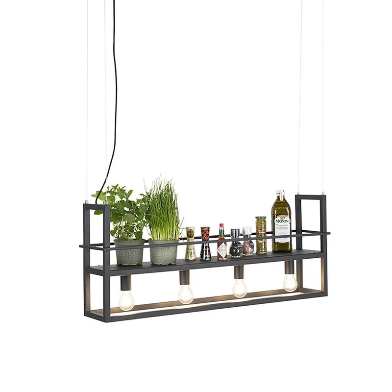 Qazqa hanglamp cage rack zwart e27 Korting