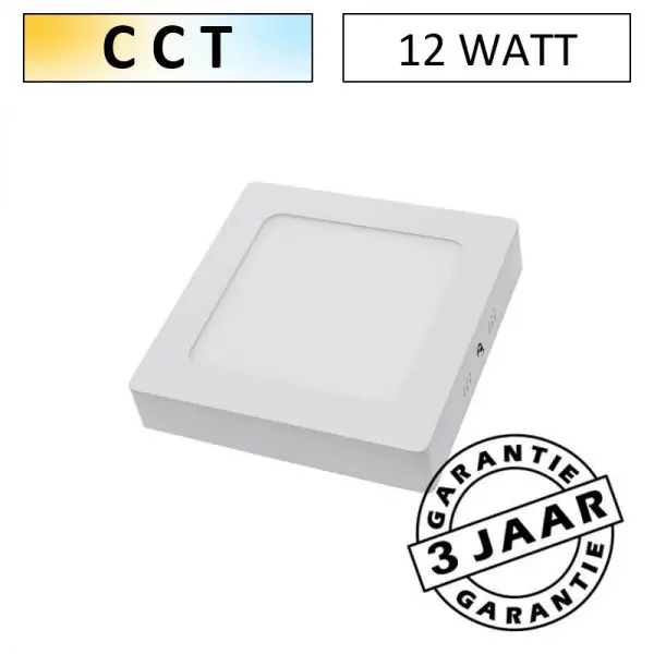 Gecertificeerd Opbouw CCT LED paneel 12 watt downlight IP44 vierkant 17,2 cm | Kleur instelbaar