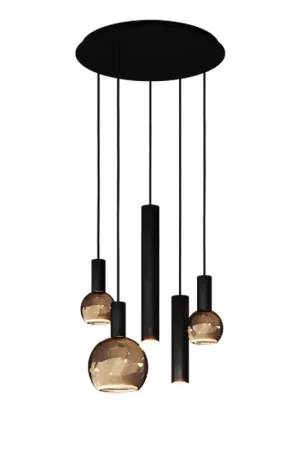 Ztahl Hanglamp Riva 5 lichts Ø 50 cm zwart Seizoensaanbieding