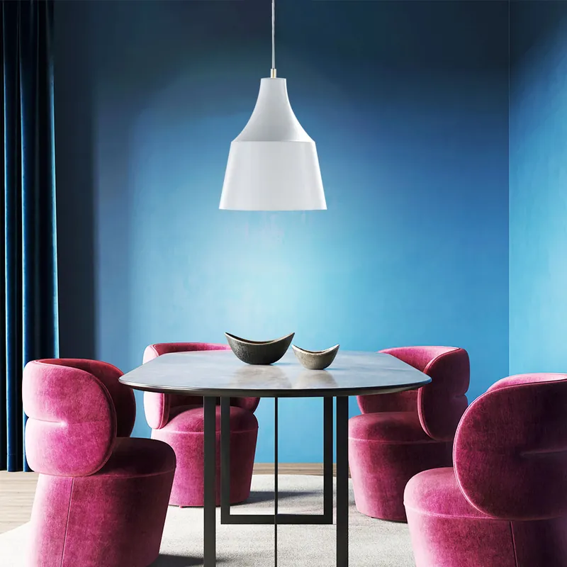 Hanglamp, textielkabel, rond, grijs, 32 cm, GRACE Must-Have
