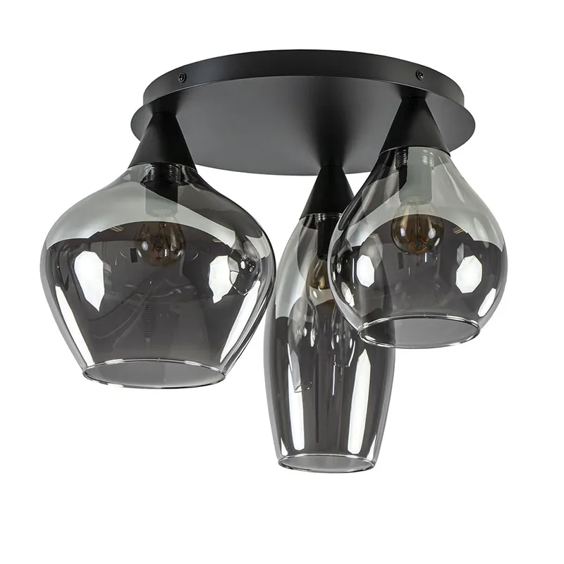 Plafondlamp Cambio 3L zwart + smoke glas Exclusieve Aanbieding