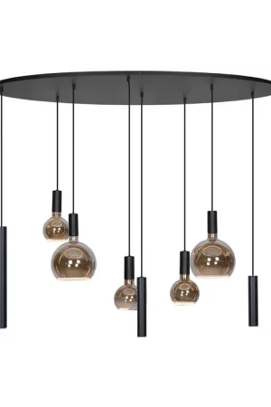 Hete Deal Ztahl Hanglamp Riva 8 lichts ovaal L 140 cm zwart