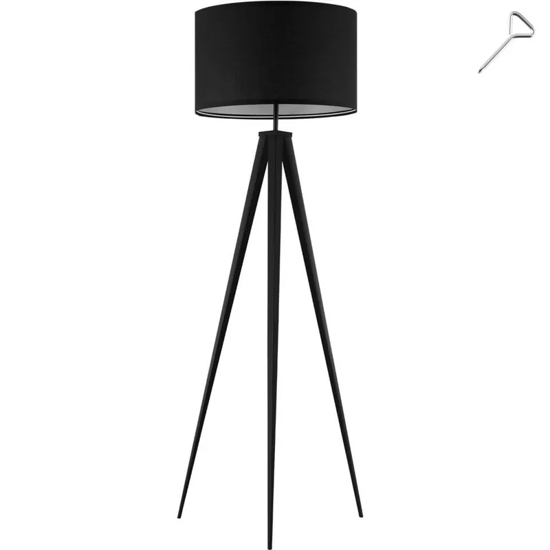 tectake Staande lamp Lunaris, textielkap, driepootsframe, Zwart Beste Prijs