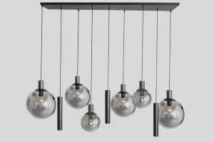 Laatste Versie Hanglamp BOLLIQUE 9-lichts 140 x 55 cm | Zwart / Smoke