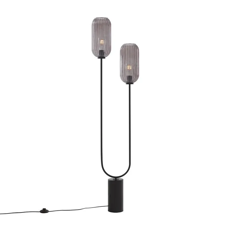 Direct Verzonden Qazqa vloerlamp rid zwart e27