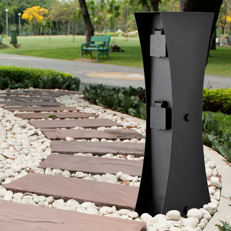 4-voudige wandcontactdoos voor buiten in zwart, hoogte 46 cm, CONNECT D4A Premium