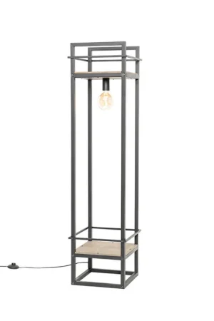 Actieprijs Qazqa vloerlamp cage rack zwart e27