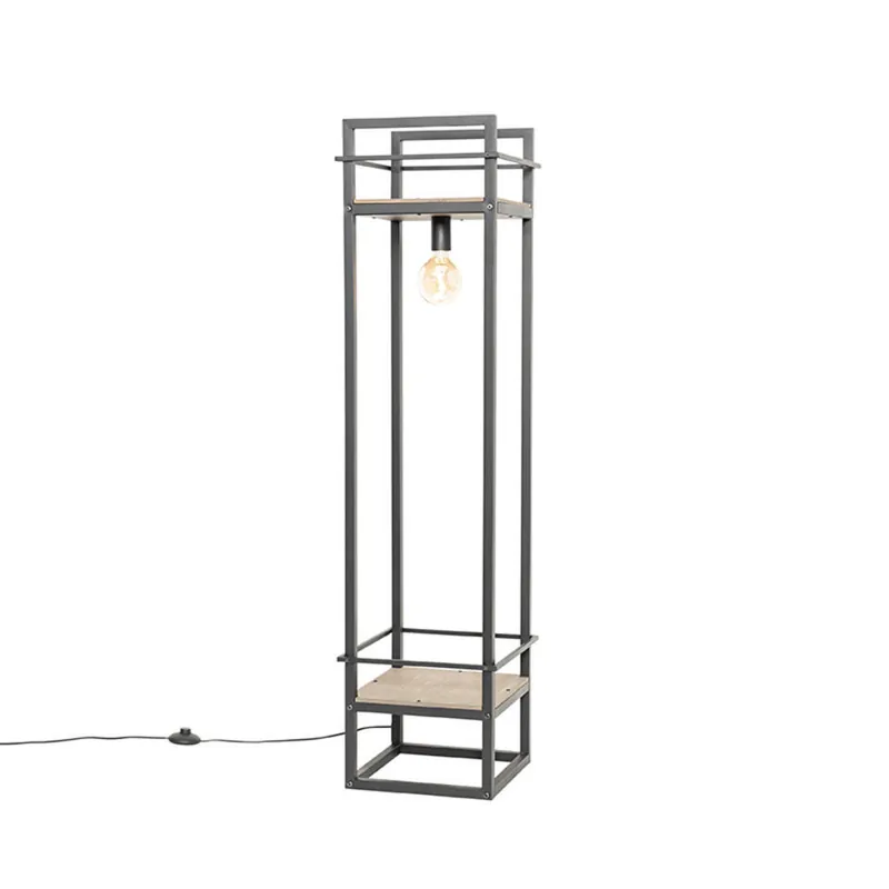 Actieprijs Qazqa vloerlamp cage rack zwart e27