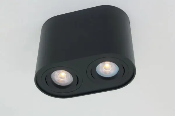 Gereduceerde Prijs Kantelbare plafondlamp / Opbouwspot BOX ROUND | Zwart 2-lichts